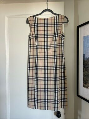 Vintage Burberry London Nova Check Sleeveless Midi Dress